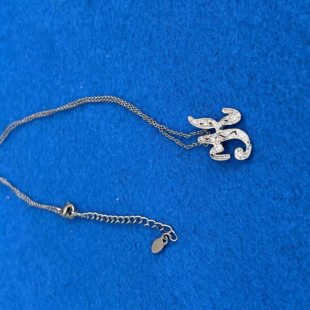 Small Rhinestone Monet "K" Necklace. 16" Adjustable to 20"